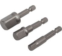 Набор переходников 3 шт (переход с HEX 1/4" на 1/2" DR; 1/4" DR; 3/8" DR) KING TONY 9103PR