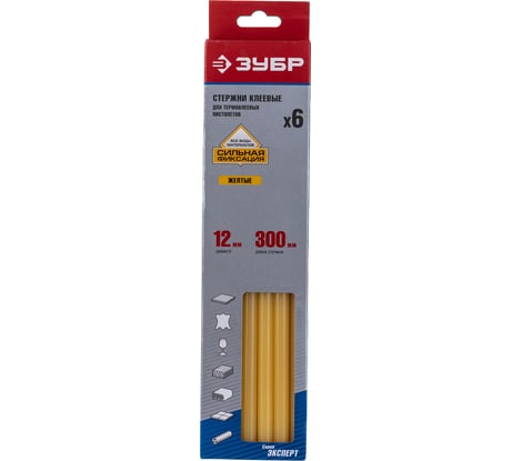Стержни клеевые (12х300 мм; 6 шт.) для термоклеевых пистолетов ЗУБР 06855-12-2
