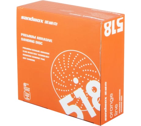 Диск шлифовальный на бумажной основе 518 Orange Ceramic Multi holes Р600 (50 шт; 150 мм) SANDWOX 518.150.600.LC