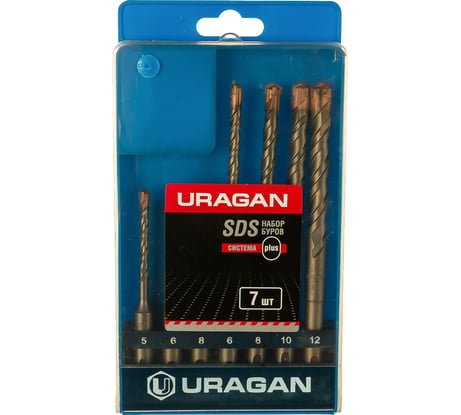 Набор буров 7 шт. по бетону (5-12 мм; SDS-plus) URAGAN 901-25554-H7