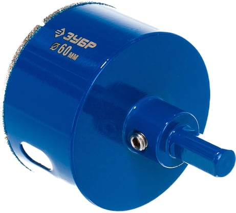 Алмазная коронка с центрирующим сверлом по керамике и стеклу ЗУБР Профессионал Р60, трехгранный хвостовик, 60 мм, для дрели 29850-60