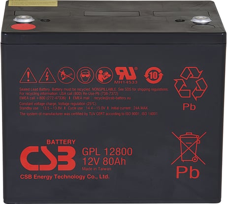 Аккумулятор для ИБП CSB GPL12800 12В, 80 Ач УТ-00000108