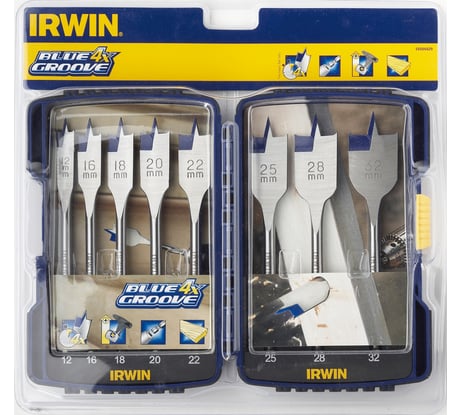 Набор сверл перьевых BLUE GROOVE 4Х 8 шт. по дереву (12-32 мм) IRWIN 10506629