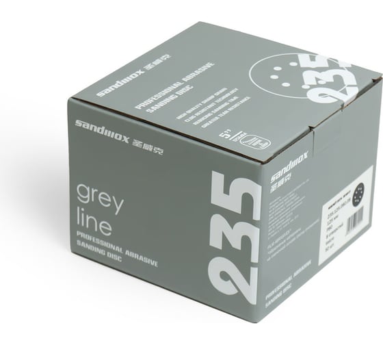 Диск шлифовальный на пленочной основе 235 Grey Zirconia Р240, 125 мм, 8 отверстий, 100 шт SANDWOX 235.125.240.08