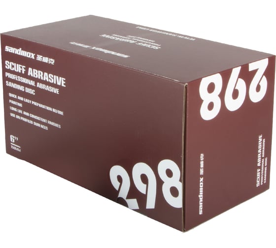 Диск шлифовальный на нетканой основе 298 Premium Scuff 150 мм, FINE, красный, Р360, 50 шт SANDWOX 298.150.360