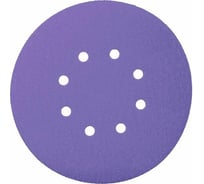 Диск шлифовальный на пленочной основе 328 Purple Zirconia Р60, 125 мм, 8 отверстий, 50 шт SANDWOX 328.125.060.08