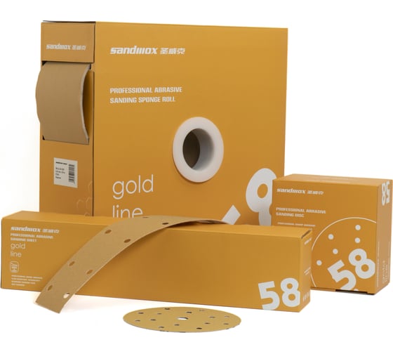 Диск шлифовальный на бумажной основе 58 Gold ALO 125 мм, 8 отверстий, Р100, 50 шт SANDWOX 58.125.100.08