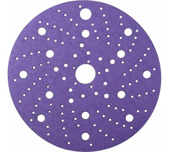 Диск шлифовальный на пленочной основе 328 Purple Zirconia Multi holes Р180, 150 мм, 100 шт SANDWOX 328.150.180.LC