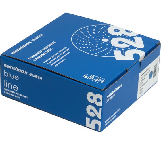 Диск шлифовальный на бумажной основе 528 Blue Ceramic Р180, 150 мм, 15 отверстий, 50 шт SANDWOX 528.150.180.15