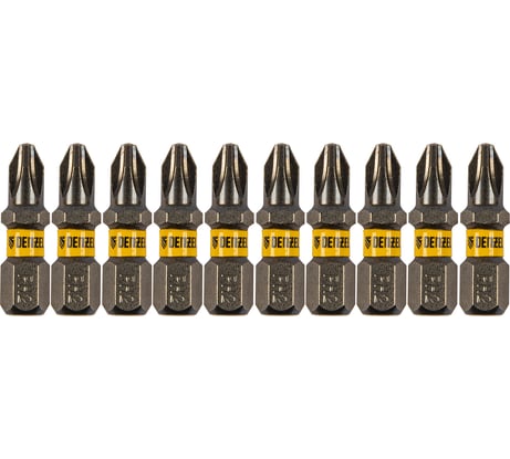 Набор бит PH2, 25 мм, сталь S2, шестигранный профиль, 10 шт Denzel 11652