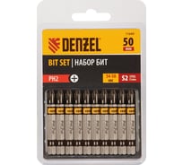 Набор бит PH2, 50 мм, сталь S2, шестигранный профиль, 10 шт Denzel 11649