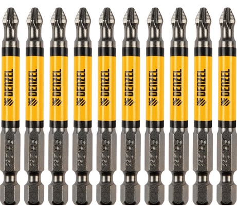 Набор бит PH2, 70 мм, сталь S2, круглый профиль, 10 шт Denzel 11643