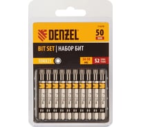 Набор бит TORX T25, 50 мм, сталь S2, шестигранный профиль, 10 шт Denzel 11670