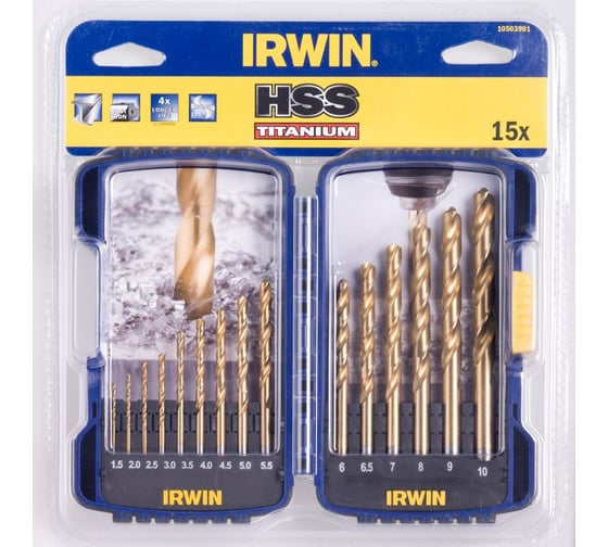 Набор сверл Titanium (15 шт; 1.5-10 мм) по металлу Irwin 10503991