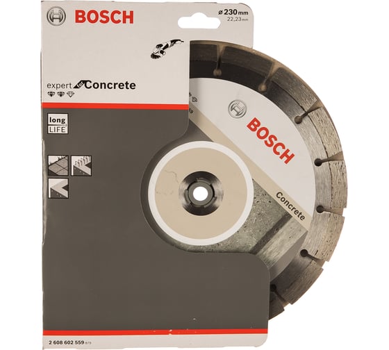 Диск алмазный отрезной Expert for Concrete (230х22.2 мм) для УШМ Bosch 2608602559