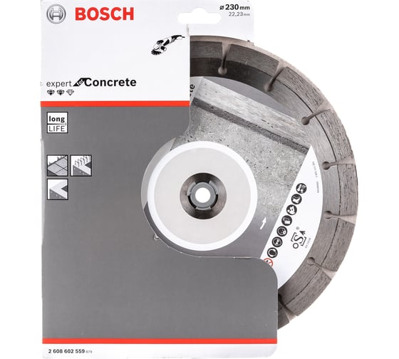Диск алмазный отрезной Expert for Concrete (230х22.2 мм) для УШМ Bosch 2608602559