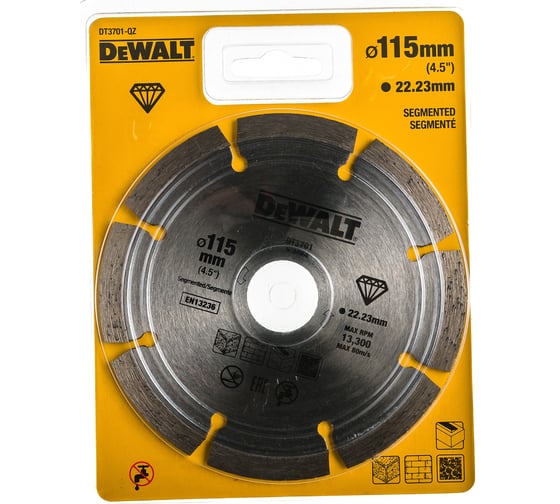 Диск алмазный отрезной (115х22.2 мм) для УШМ DEWALT DT 3701 1