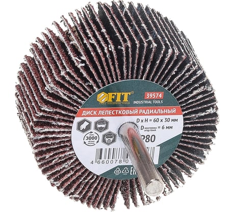 Диск лепестковый радиальный для дрели (60х30 мм; P80) FIT IT 39574