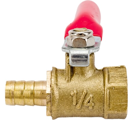 Кран шаровый внутренняя резьба 1/4"M на елочку 8 мм, латунь Pegas pneumatic 4409