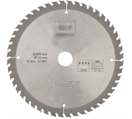 Диск пильный по дереву (160х20х2,2 мм; Z48) AEG 4932352869