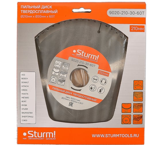 Диск пильный 210х30 мм, 60T Sturm 9020-210-30-60T