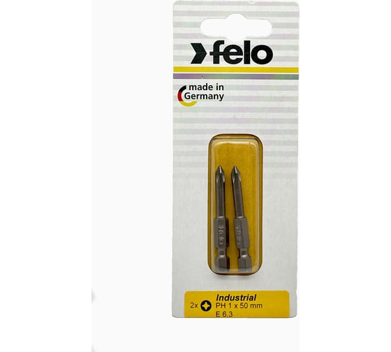 Бита крестовая Industrial PH1, 50 мм, 2 шт, в блистере, E6.3 Felo 03201536