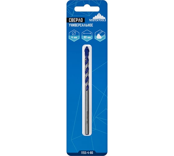 Сверло универсальное 4x80 мм vertextools 1155-4-80