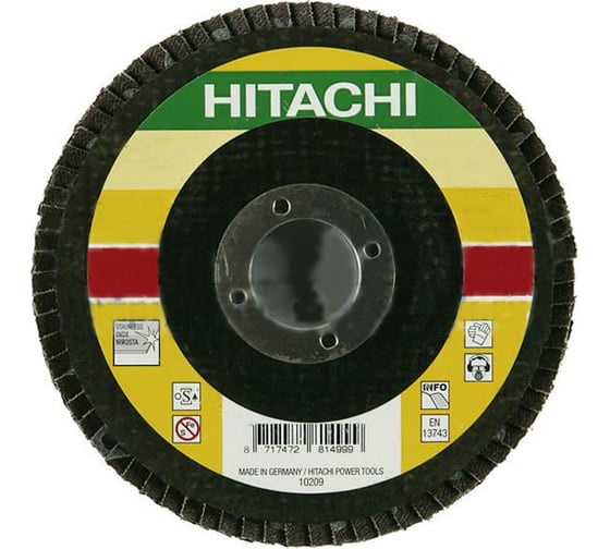 Диск шлифовальный лепестковый торцевой для УШМ (115х22,2 мм; К80) Hitachi HTC-752583 1