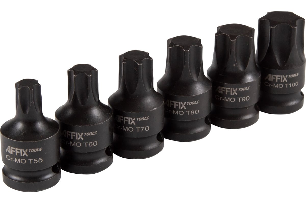 Набор ударных торцевых насадок (1/2" DR, TORX Т55-Т100 мм, L = 44 мм, 6 ...