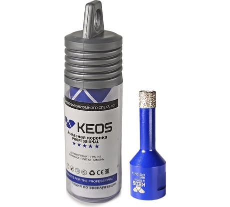 Коронка алмазная по керамограниту PRO 10 мм, M14, с воском KEOS DC10M14