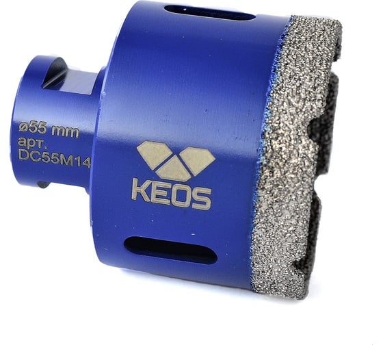 Коронка алмазная по керамограниту для УШМ PRO 55 мм, M14 KEOS DC55M14