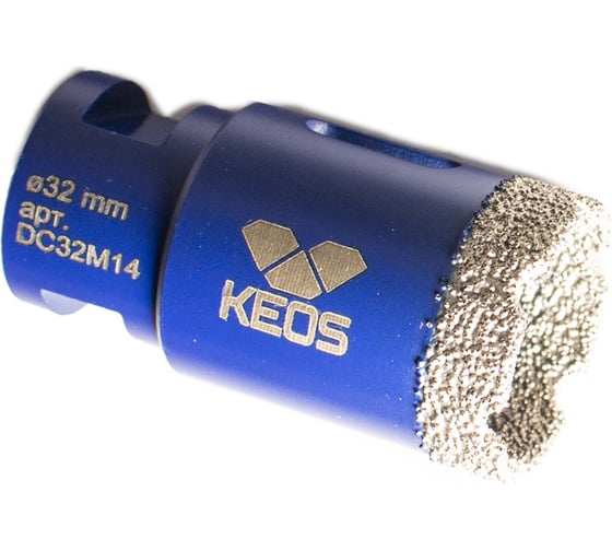 Коронка алмазная по керамограниту PRO 32 мм, M14 KEOS DC32M14