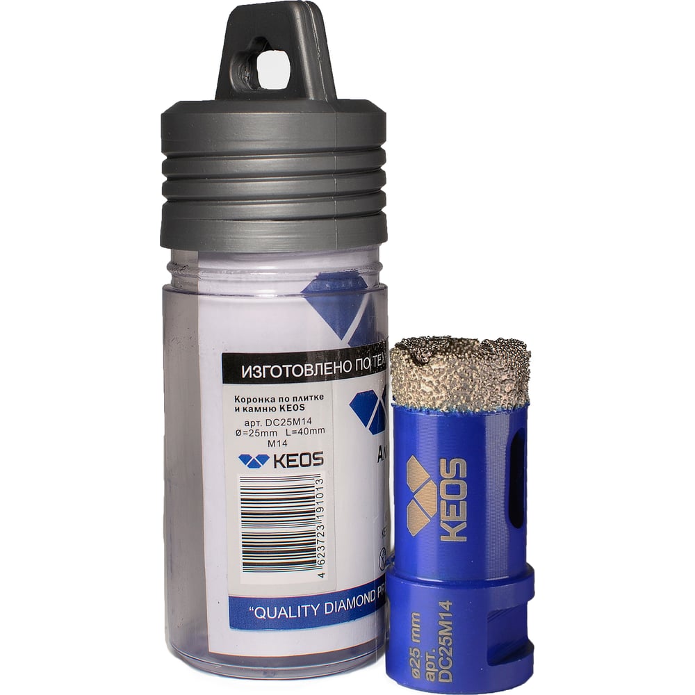 Коронка алмазная по керамограниту PRO 25 мм, M14 KEOS DC25M14 ...