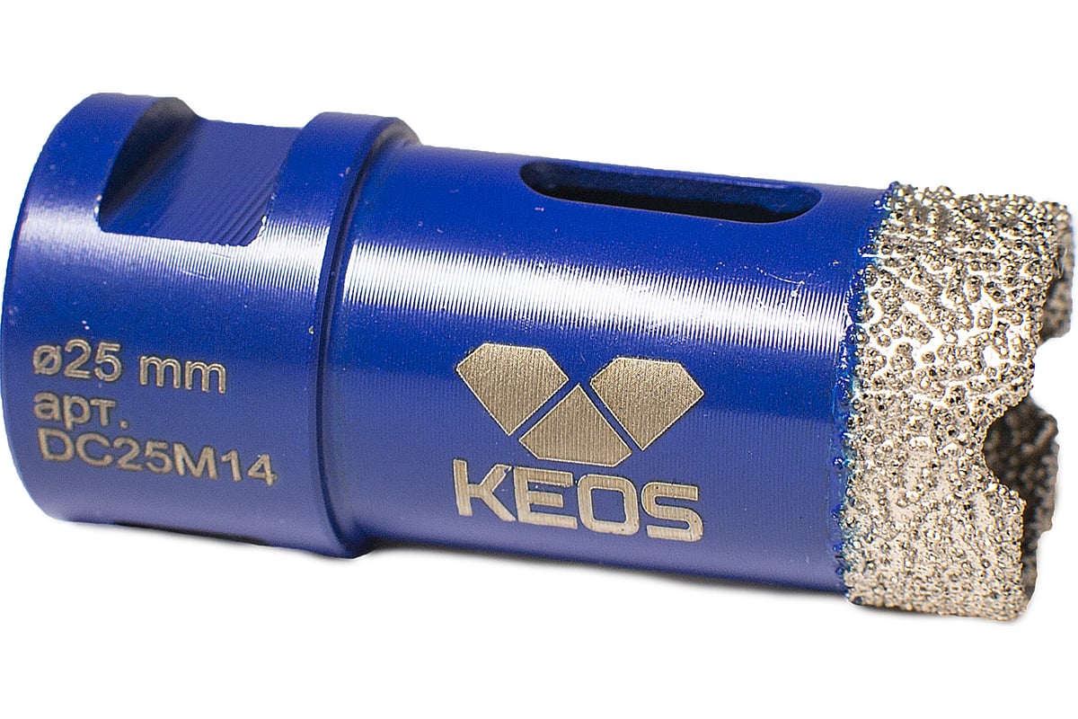 Коронка алмазная по керамограниту PRO 25 мм, M14 KEOS DC25M14 ...