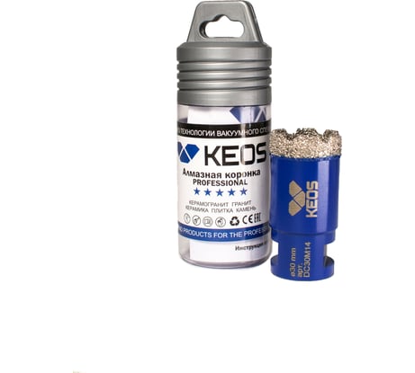 Коронка алмазная по керамограниту PRO 30 мм, M14 KEOS DC30M14