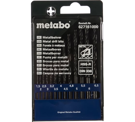 Набор сверл HSS-R по металлу 13 шт. (1,5-6,5 мм) Metabo 627161000