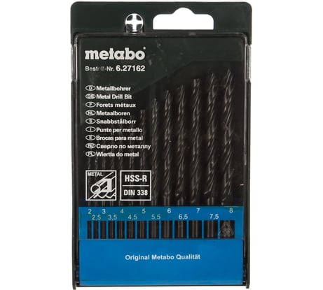 Набор сверл HSS-R по металлу 13 шт. (2-8 мм) Metabo 627162000