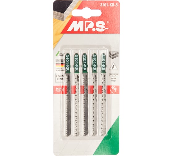 Пилки по древесине, ДСП, фанере, пластмассе (100х75х2.5 мм; 5 шт.) MPS 3101-KR