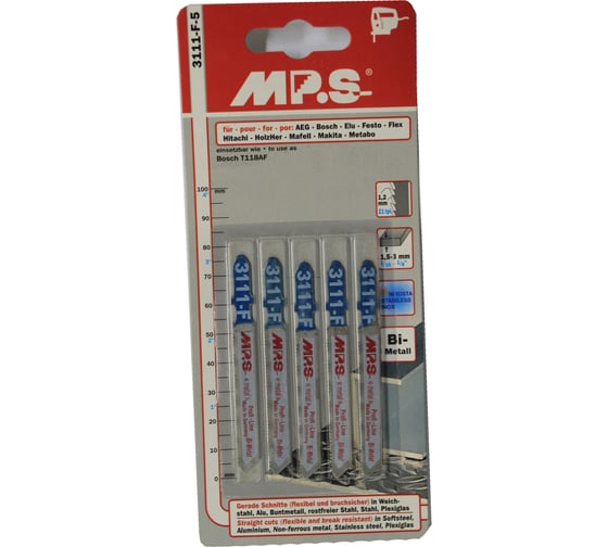 Пилки Bi-Metal (75х50х1.2 мм; 5 шт.) для тонкого металла и пластика MPS 3111-F 1