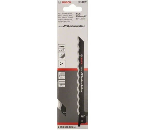 Полотно пильное S713AW 2 шт Bosch 2608635521