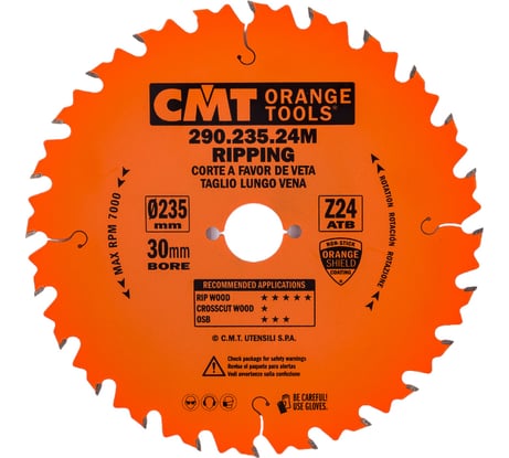 Диск пильный по дереву (235х30х2,8/1,8 мм; Z24) CMT 290.235.24M