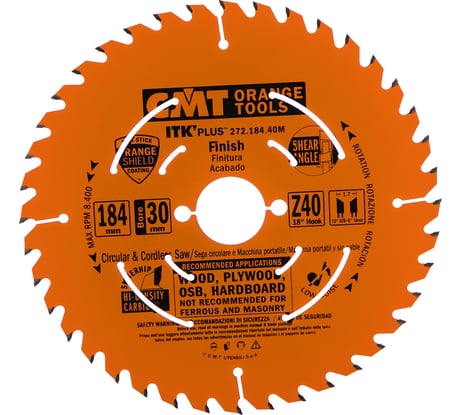 Диск пильный по дереву (184х30х1,7/1,1 мм; Z40) CMT 272.184.40M