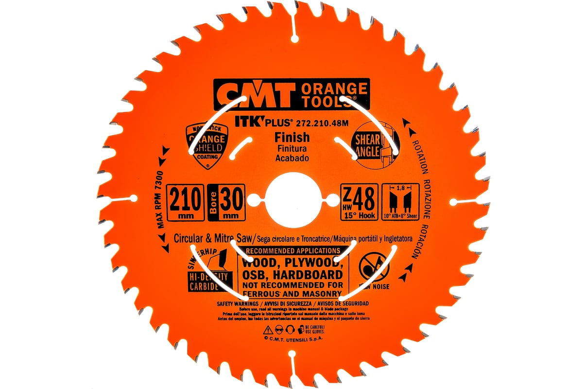  пильный по дереву (210х30/25х1,8/1,2 мм; Z48) CMT 272.210.48M .