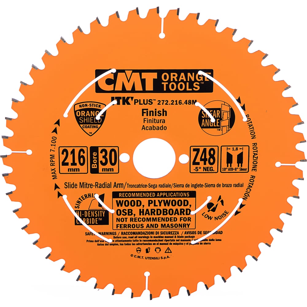 Диск пильный по дереву (216х30х1,8/1,2 мм; Z48) CMT 272.216.48M