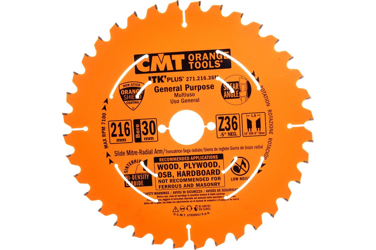 Диск пильный по дереву (216х30х1,8/1,2 мм; Z36) CMT 271.216.36M ...