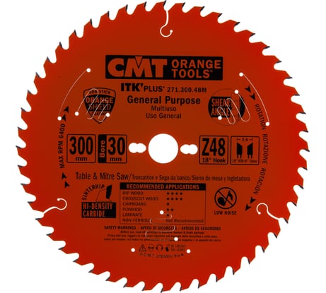Диск пильный по дереву (300х30х2,6/1,8 мм; Z48) CMT 271.300.48M