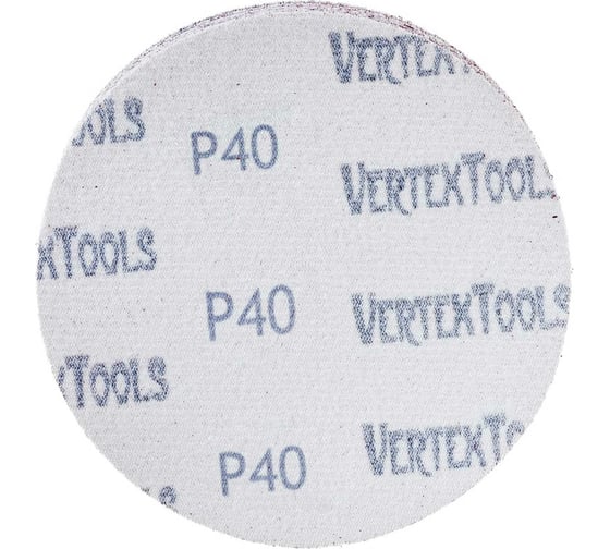 Круг абразивный под липучку 125 мм, Р40, 100 шт vertextools 12800-125-40