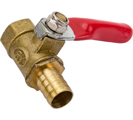 Кран шаровый внутренняя резьба 1/4"M на елочку 10 мм, латунь Pegas pneumatic 4418