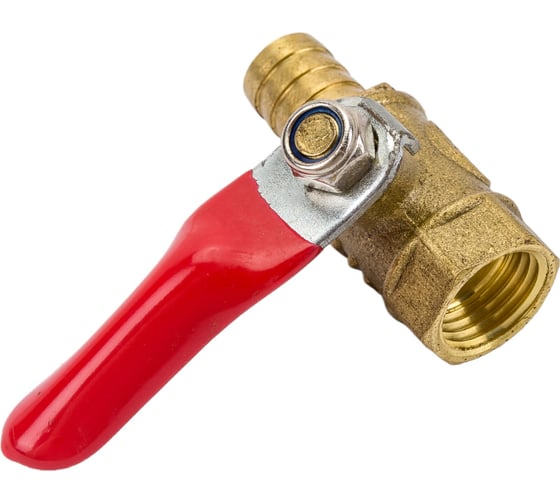 Кран шаровый внутренняя резьба 1/4"M на елочку 10 мм, латунь Pegas pneumatic 4418