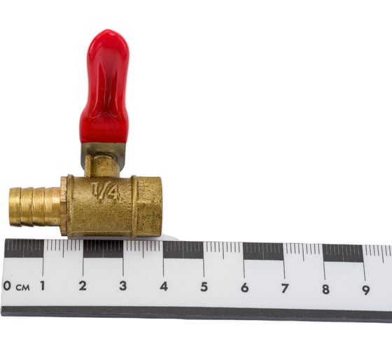 Кран шаровый внутренняя резьба 1/4"M на елочку 10 мм, латунь Pegas pneumatic 4418